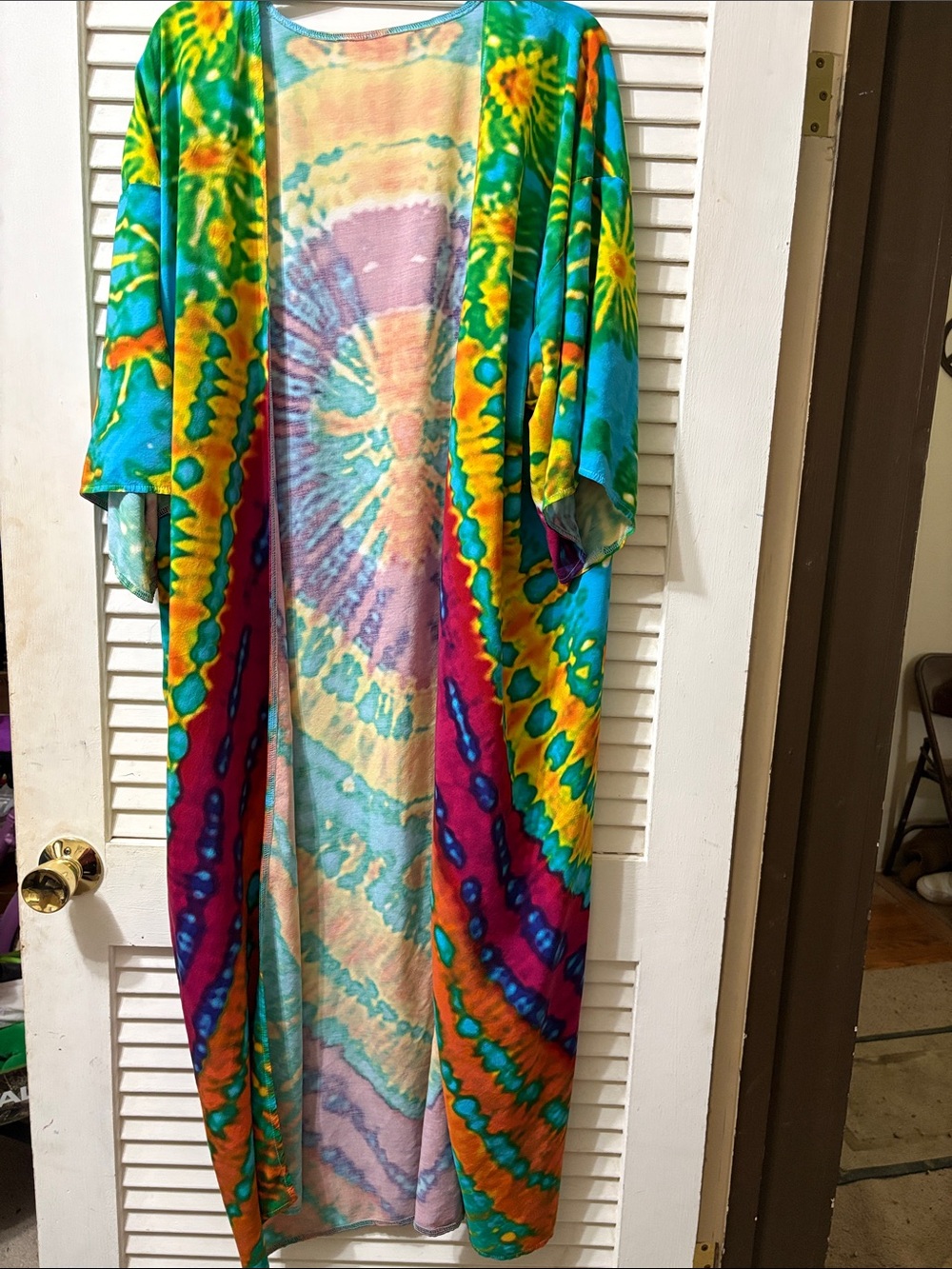 Tie-Dye Multicolor Open Kimono - Unbranded